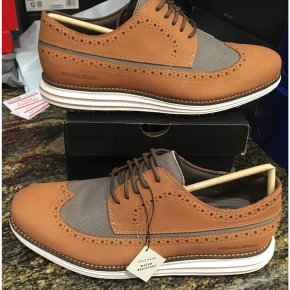 NEW $180 Mens Cole Haan Original Grand Wingtip Oxford Golf Shoes, size 10.5 main image 5